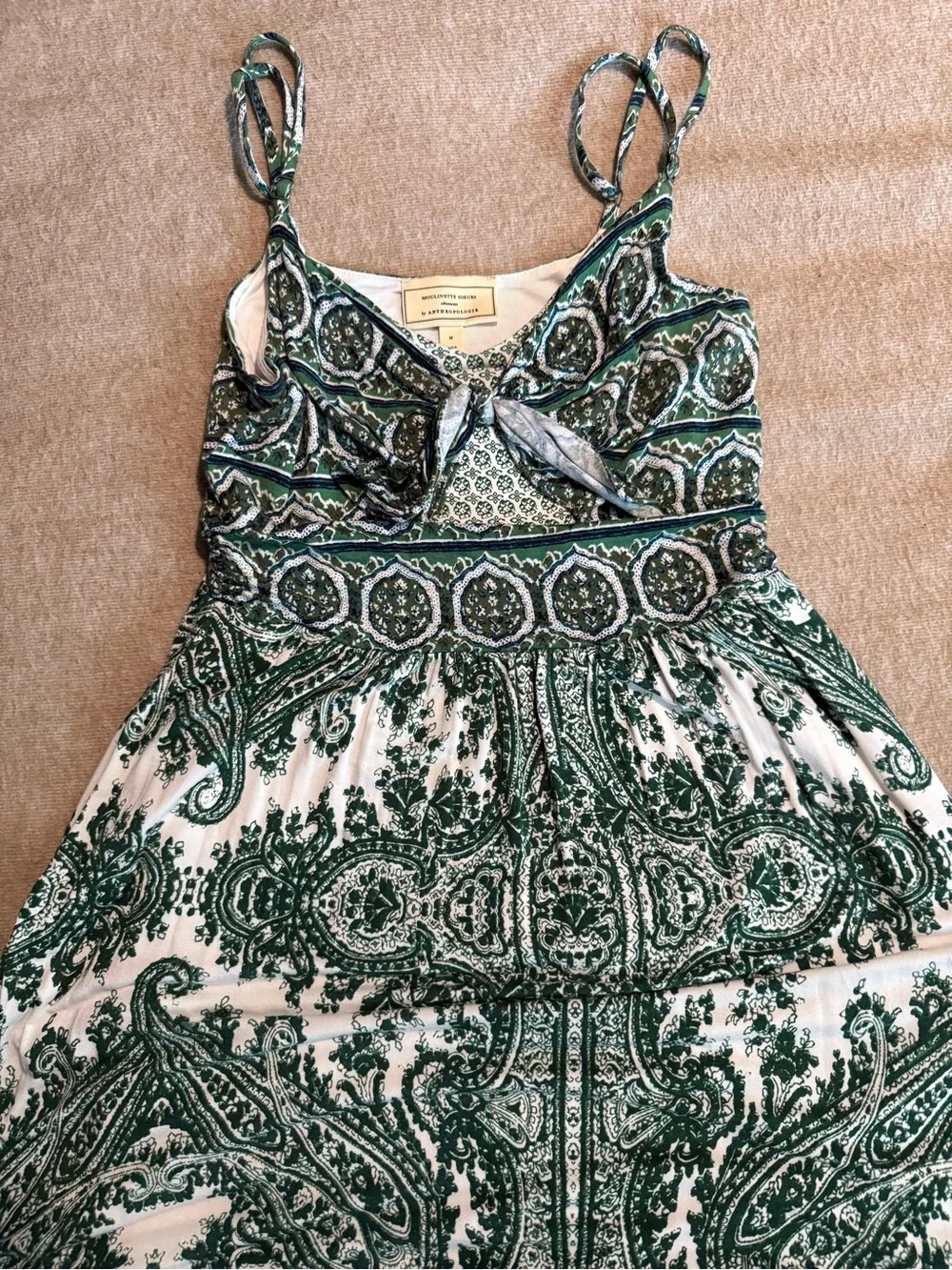 Moulinette Soeurs Anthropologie Green Paisley Maxi Dress Size M - Picture 2 of 12
